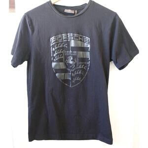 Porsche Shirt Mens Small Black Stuttgart Crest Graphic Tee Made In Portugal 2022